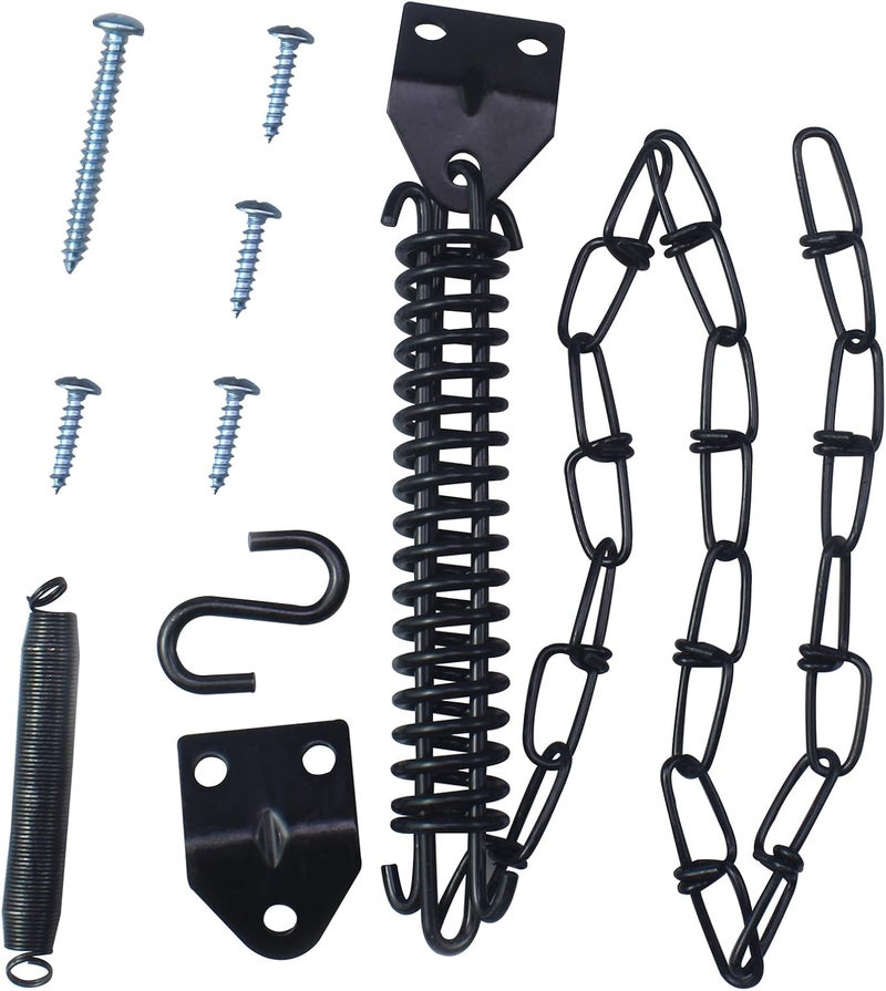 GWYAN 1 Black Zinc Storm Door Chain Lock Safety Zipper and Spring to Prevent Storm Damage - Image 1